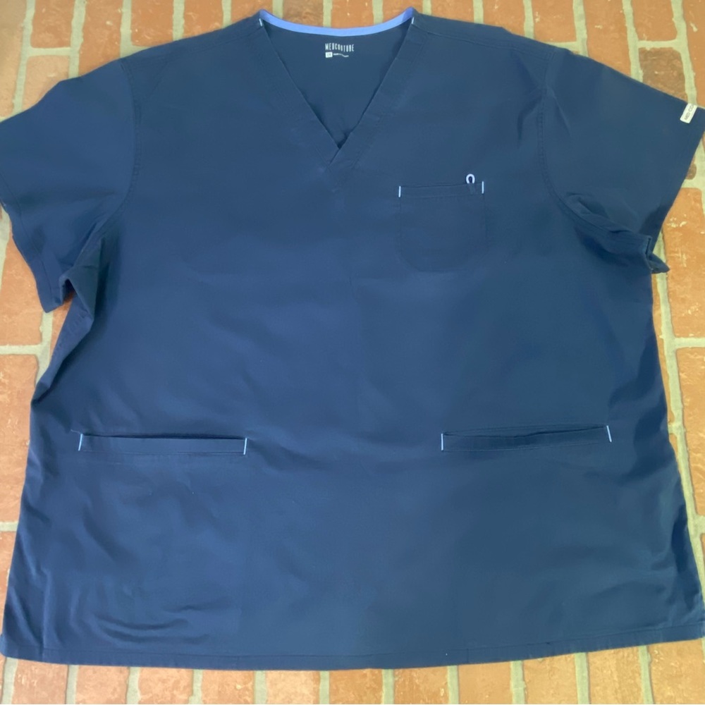 Med Couture Men’s Size 3X Blue Short Sleeve Medical Uniform Scrub Top